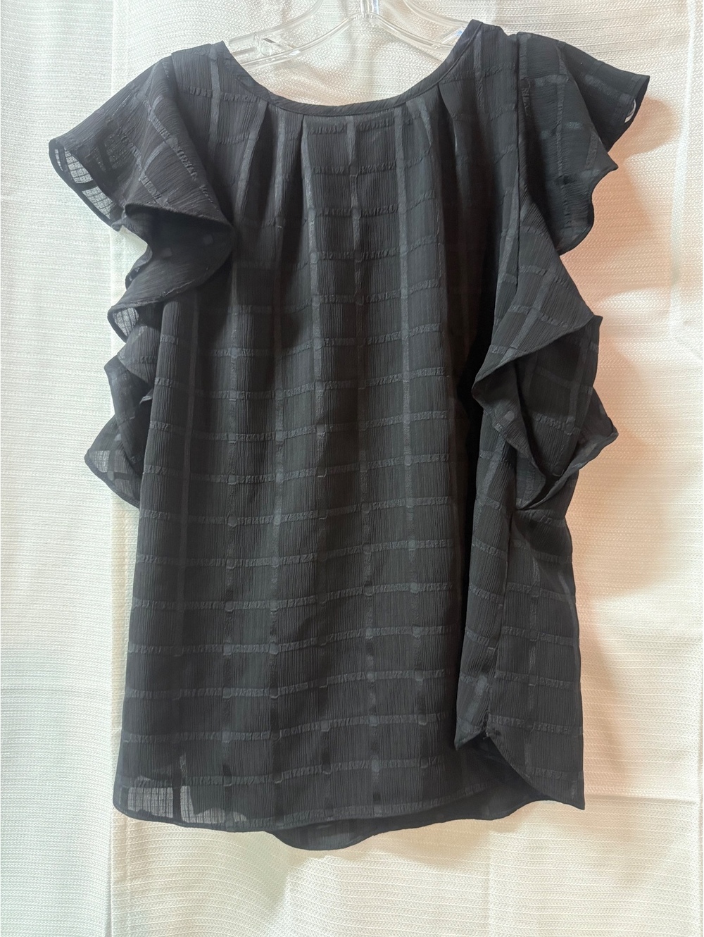 ELLE Women's Black Ruffle Sleeve Blouse Size Small